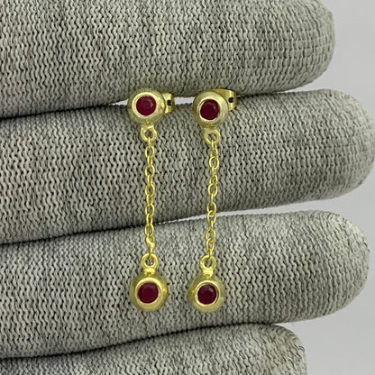 18K Gold Plated Gemstone Chain Drop Earrings for Women, Elegant TGE1050 EM-1303