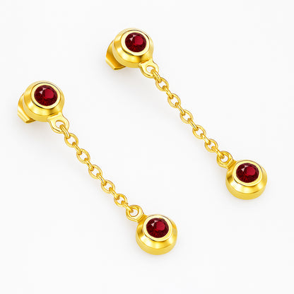 18K Gold Over Brass Gemstone Chain Drop Earrings for Women, Elegant TGE1050 EM-1303
