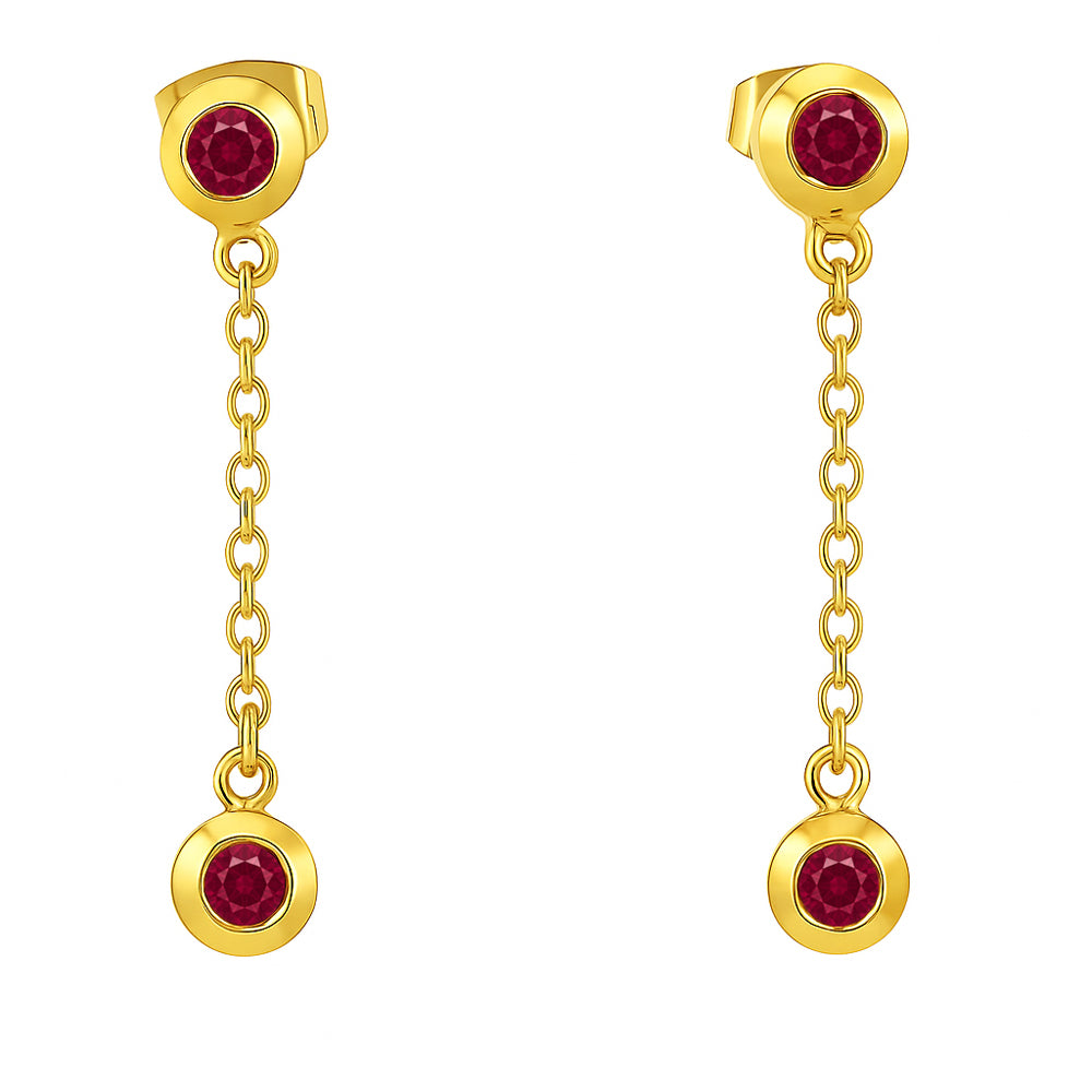 18K Gold Over Brass Gemstone Chain Drop Earrings for Women, Elegant TGE1050 EM-1303