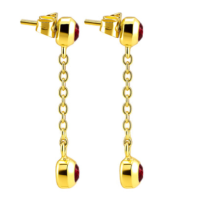 18K Gold Over Brass Gemstone Chain Drop Earrings for Women, Elegant TGE1050 EM-1303