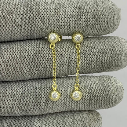 18K Gold Plated Gemstone Chain Drop Earrings for Women, Elegant TGE1050 EM-1303