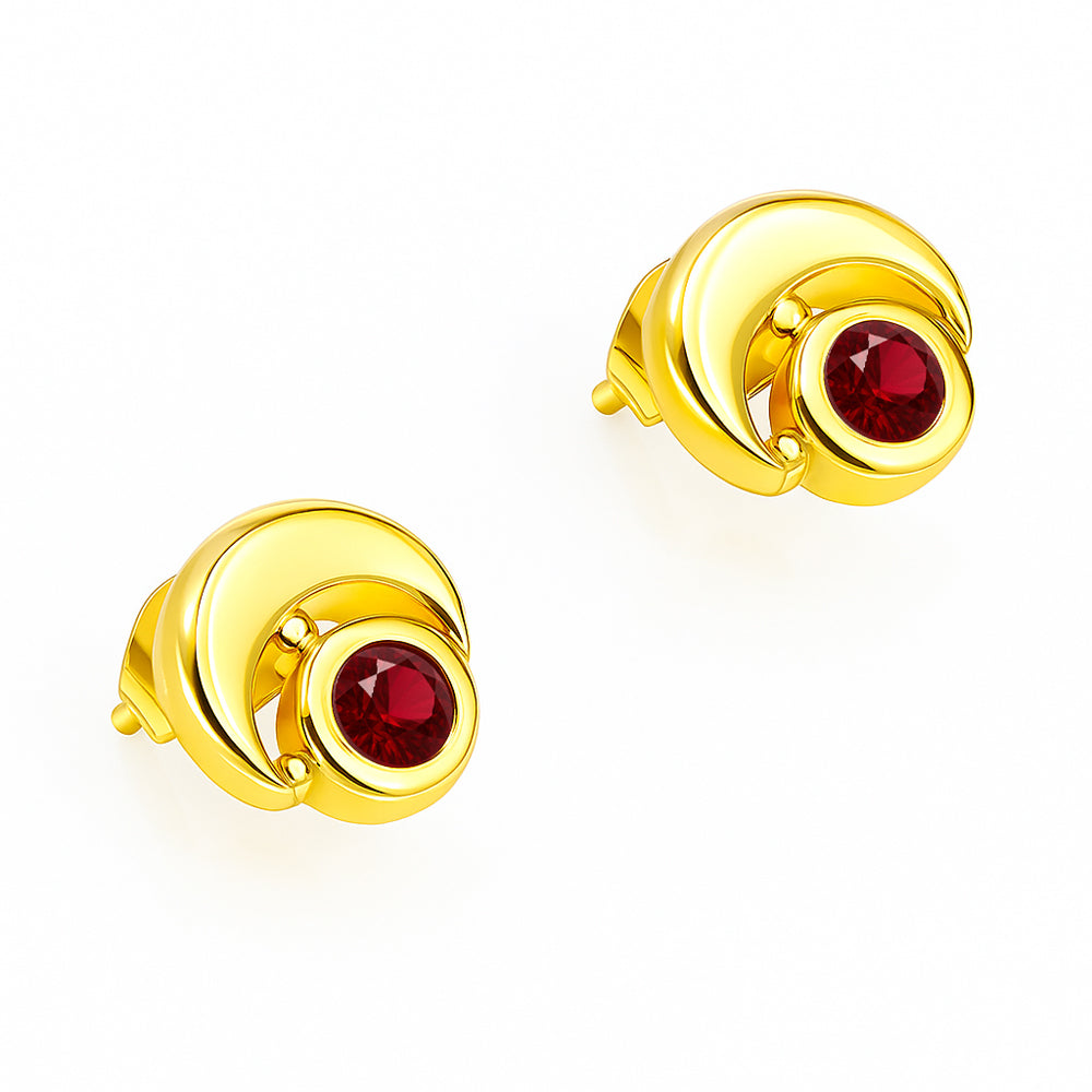 18K Gold Plated Crescent Gemstone Stud Earrings for Women, Modern TGE1051 EM-1304