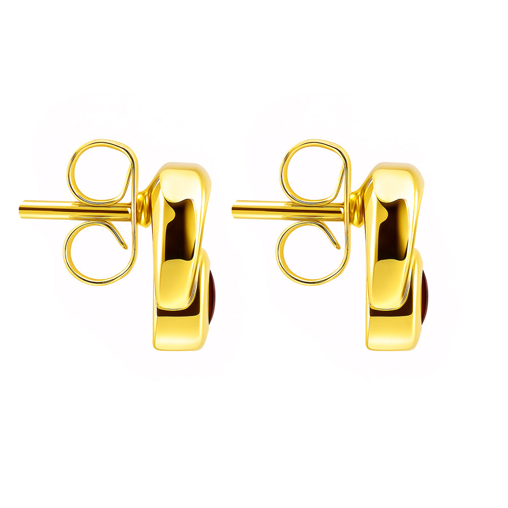 18K Gold Plated Crescent Gemstone Stud Earrings for Women, Modern TGE1051 EM-1304