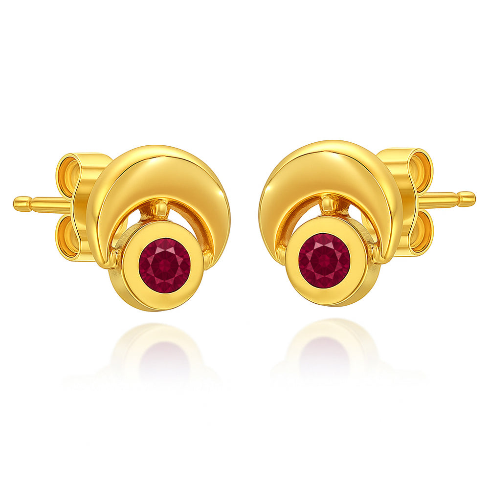 18K Gold Plated Crescent Gemstone Stud Earrings for Women, Modern TGE1051 EM-1304