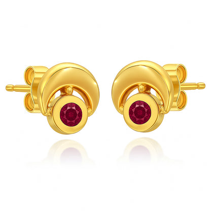18K Gold Plated Crescent Gemstone Stud Earrings for Women, Modern TGE1051 EM-1304