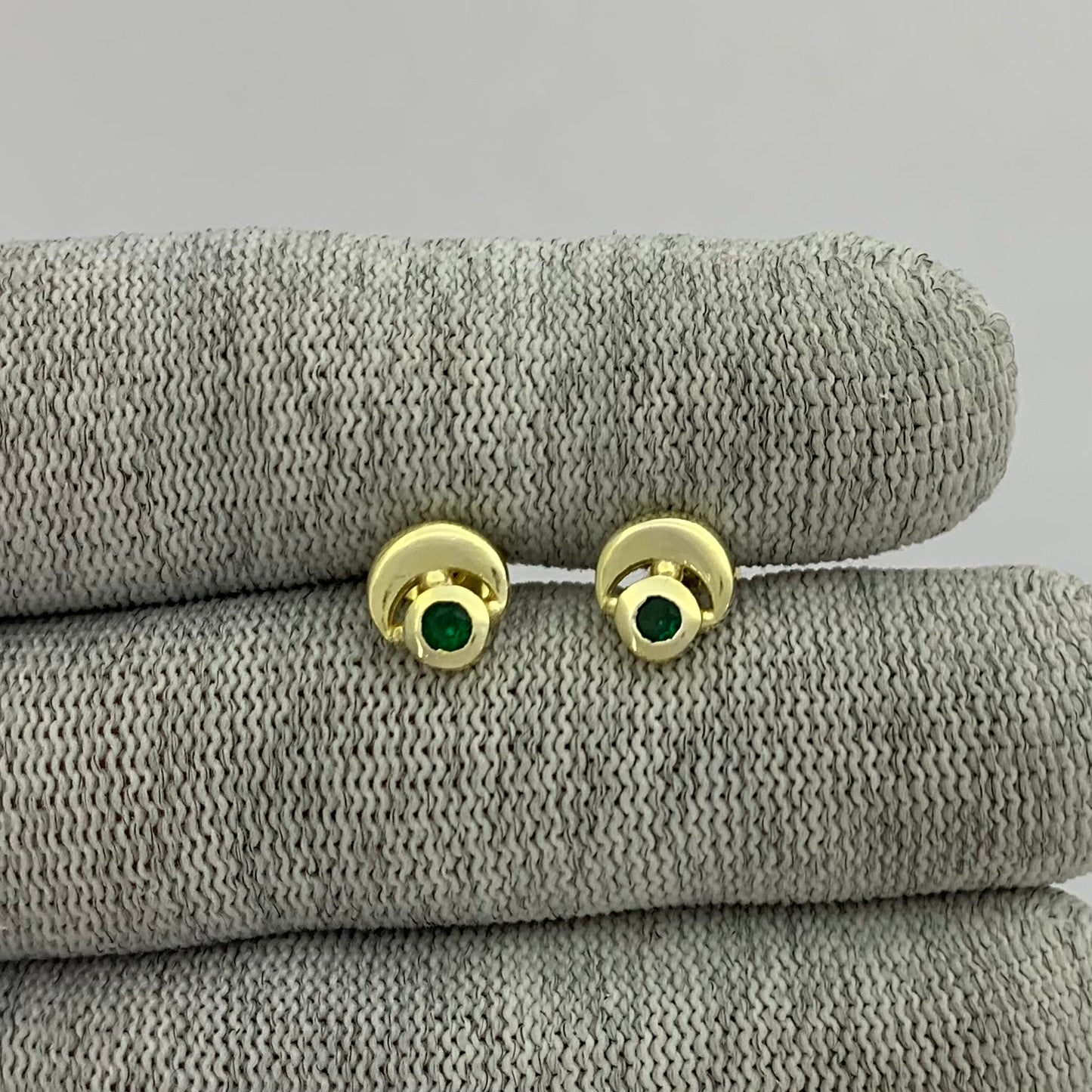 18K Gold Plated Crescent Gemstone Stud Earrings for Women, Modern TGE1051 EM-1304