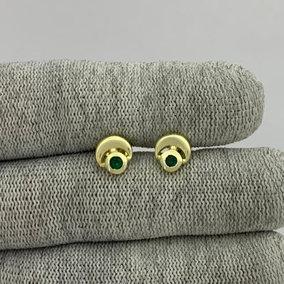 18K Gold Plated Crescent Gemstone Stud Earrings for Women, Modern TGE1051 EM-1304