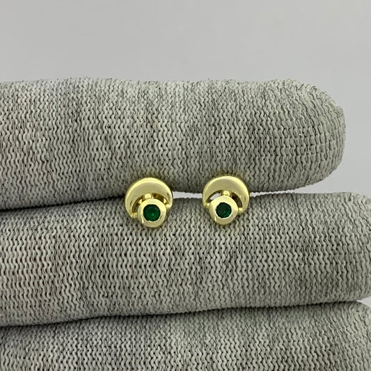 18K Gold Plated Crescent Gemstone Stud Earrings for Women, Modern TGE1051 EM-1304