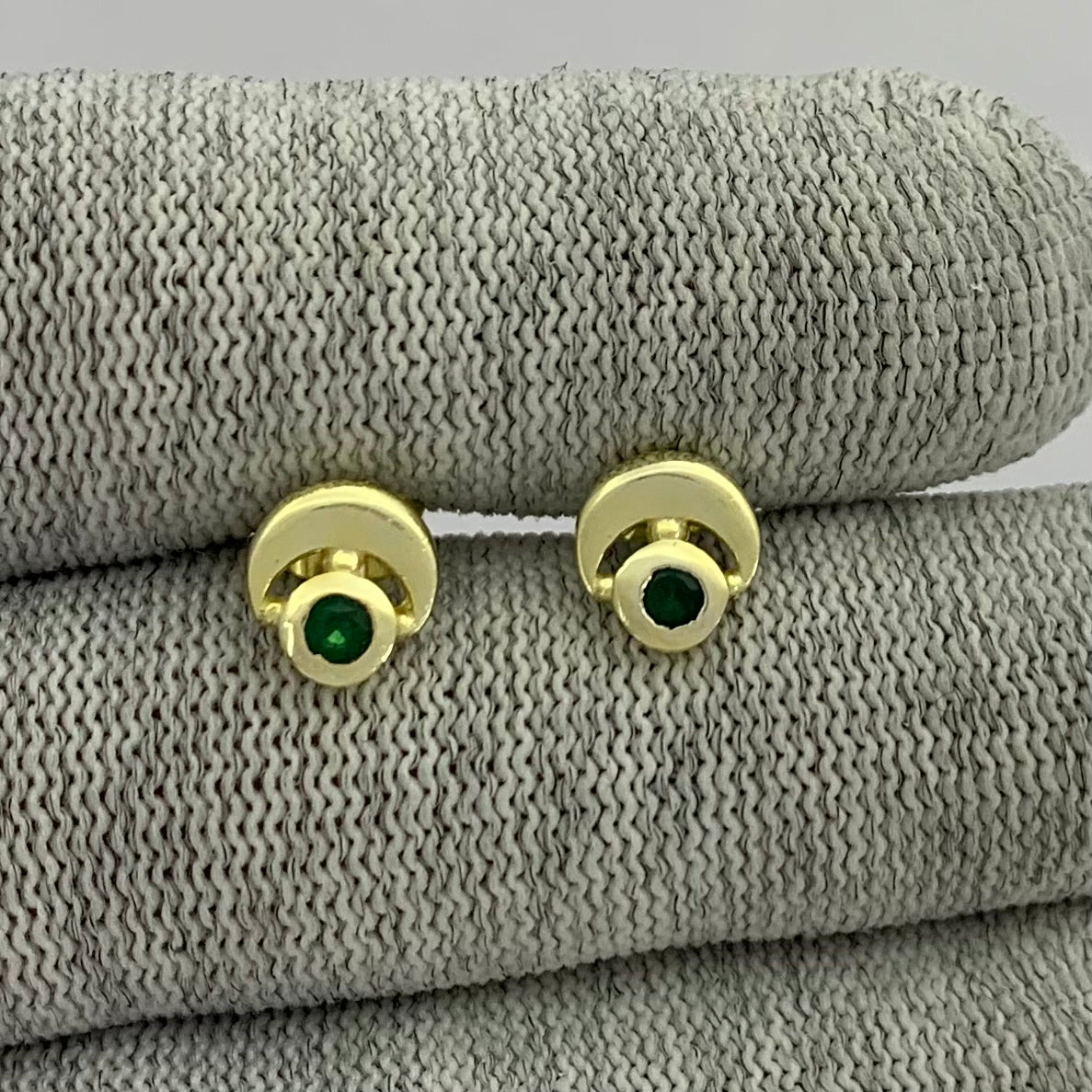 18K Gold Plated Crescent Gemstone Stud Earrings for Women, Modern TGE1051 EM-1304