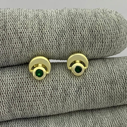 18K Gold Plated Crescent Gemstone Stud Earrings for Women, Modern TGE1051 EM-1304