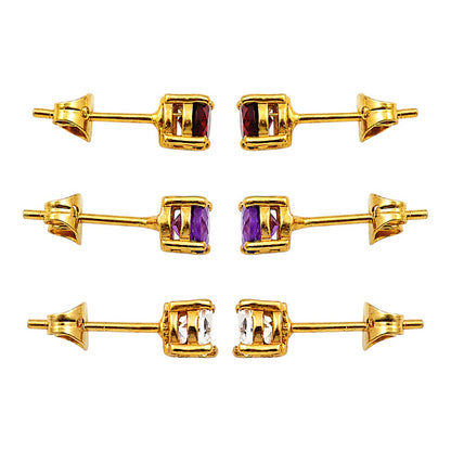 Gold Plated Multicolor Round Gemstone Daily Wear Stud Earrings for Women TGE1053