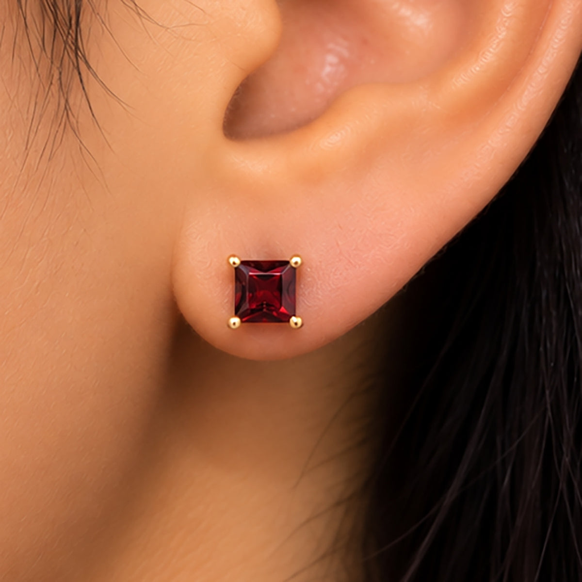 Gold Plated Multicolor Square Gemstone Daily Wear Stud Earrings for Women TGE1054