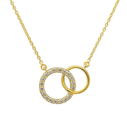 18K Gold Over Brass Linked Double Circles Necklace with Colored Stones TGN1002 NM-1031