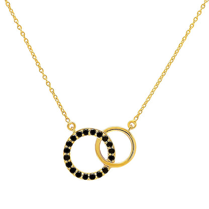 18K Gold Over Brass Linked Double Circles Necklace with Colored Stones TGN1002 NM-1031