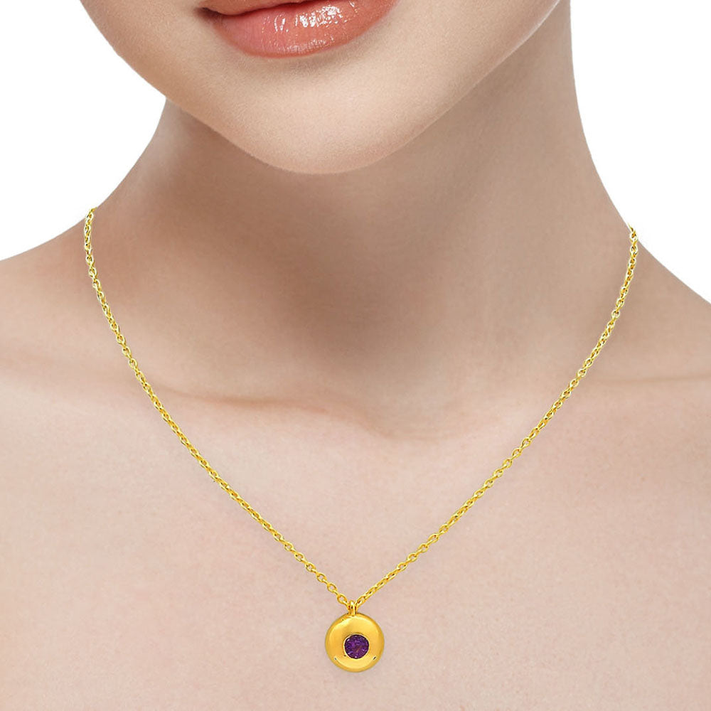 18K Gold Over Brass Gemstone Charm Necklace Jewelry Minimal Style TGN1003 NM-1032
