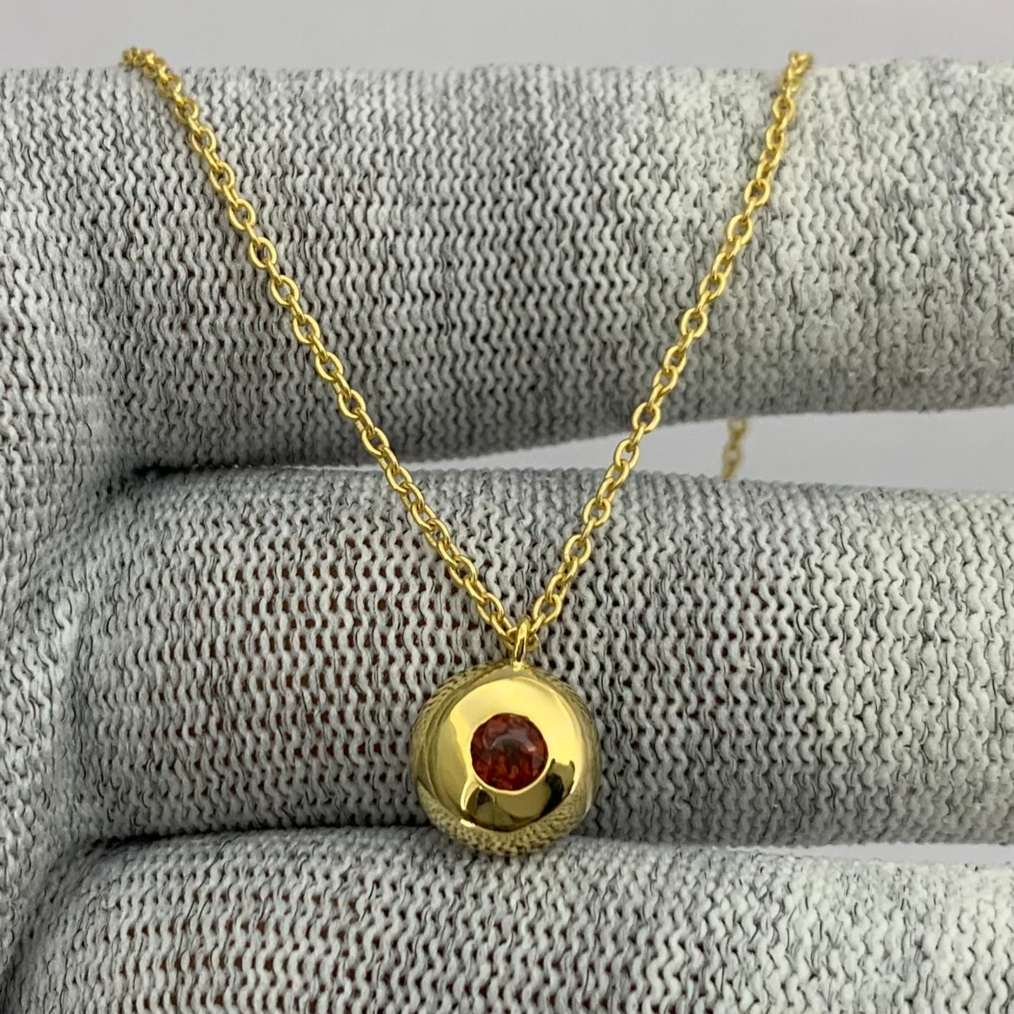 18K Gold Plated Gemstone Charm Necklace Jewelry Minimal Style TGN1003 NM-1032