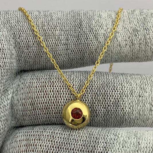 18K Gold Plated Gemstone Charm Necklace Jewelry Minimal Style TGN1003 NM-1032