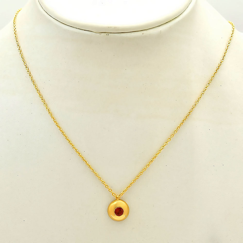 18K Gold Over Brass Gemstone Charm Necklace Jewelry Minimal Style TGN1003 NM-1032