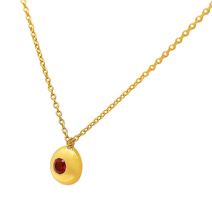 18K Gold Over Brass Gemstone Charm Necklace Jewelry Minimal Style TGN1003 NM-1032