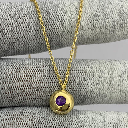 18K Gold Plated Gemstone Charm Necklace Jewelry Minimal Style TGN1003 NM-1032