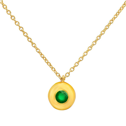 18K Gold Over Brass Gemstone Charm Necklace Jewelry Minimal Style TGN1003 NM-1032