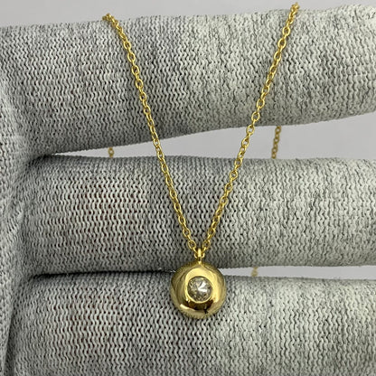 18K Gold Plated Gemstone Charm Necklace Jewelry Minimal Style TGN1003 NM-1032
