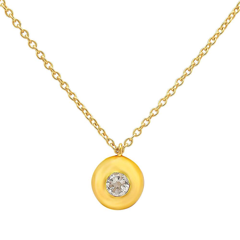 18K Gold Over Brass Gemstone Charm Necklace Jewelry Minimal Style TGN1003 NM-1032