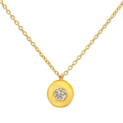 18K Gold Over Brass Gemstone Charm Necklace Jewelry Minimal Style TGN1003 NM-1032