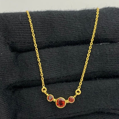 18K Gold Trio Stone Necklace Jewelry with Birthstone Colors for Women TGN1004 NM-1033