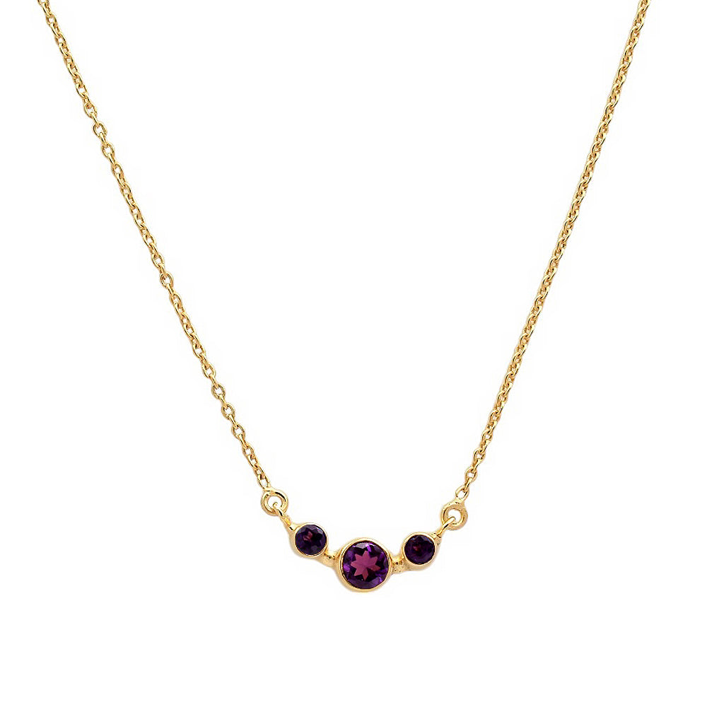 18K Gold Trio Stone Necklace Jewelry with Birthstone Colors for Women TGN1004 NM-1033