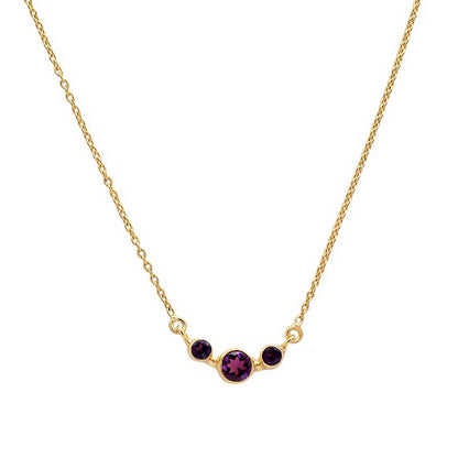 18K Gold Trio Stone Necklace Jewelry with Birthstone Colors for Women TGN1004 NM-1033