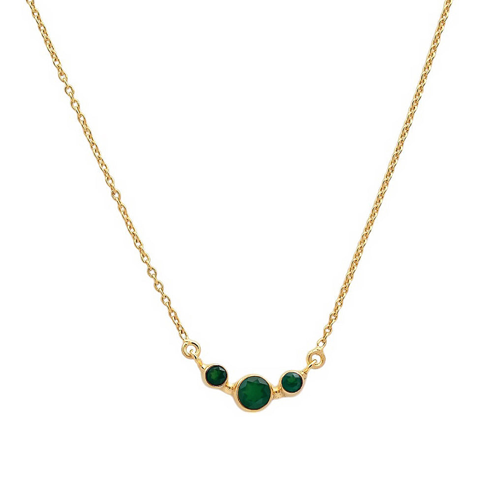 18K Gold Trio Stone Necklace Jewelry with Birthstone Colors for Women TGN1004 NM-1033