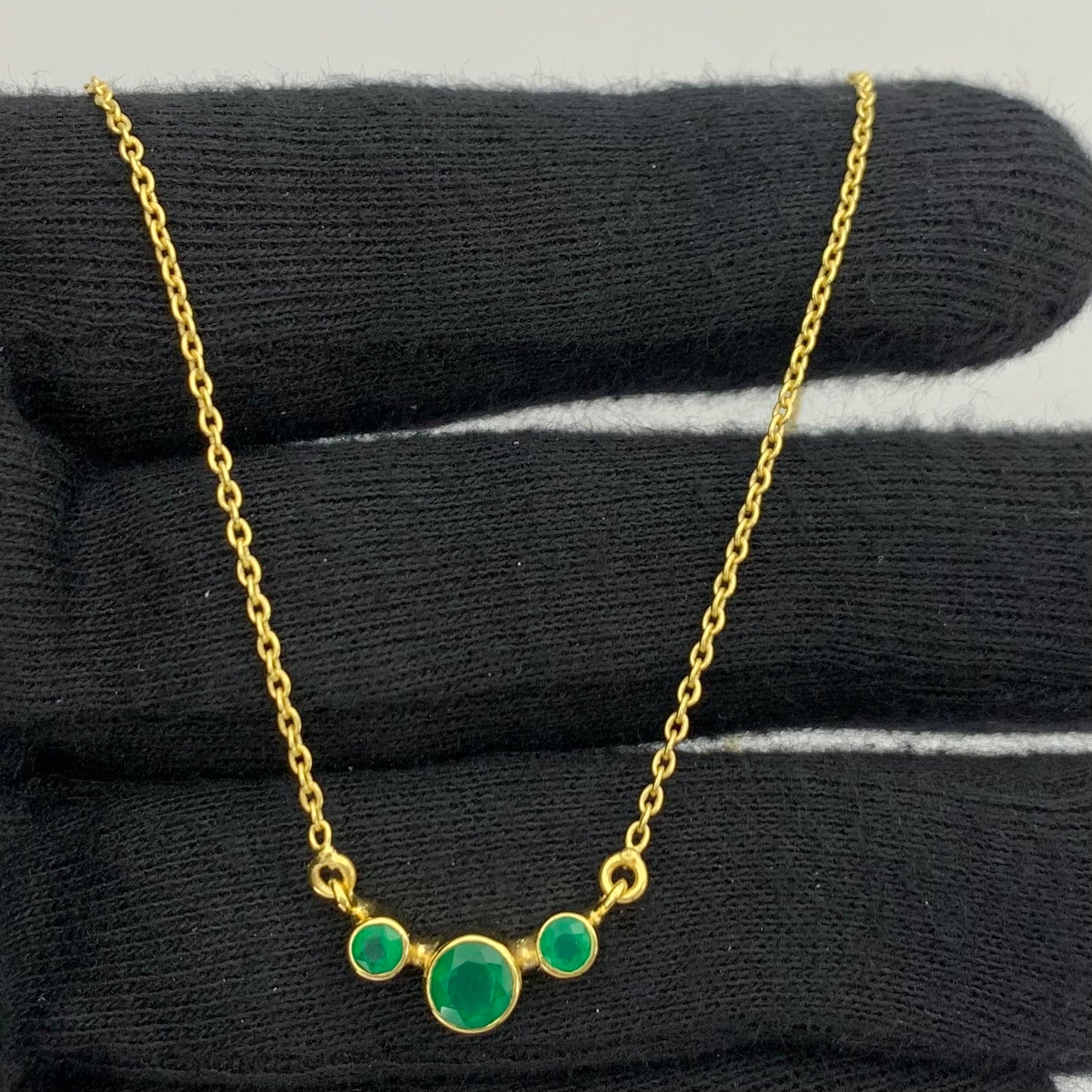 18K Gold Trio Stone Necklace Jewelry with Birthstone Colors for Women TGN1004 NM-1033