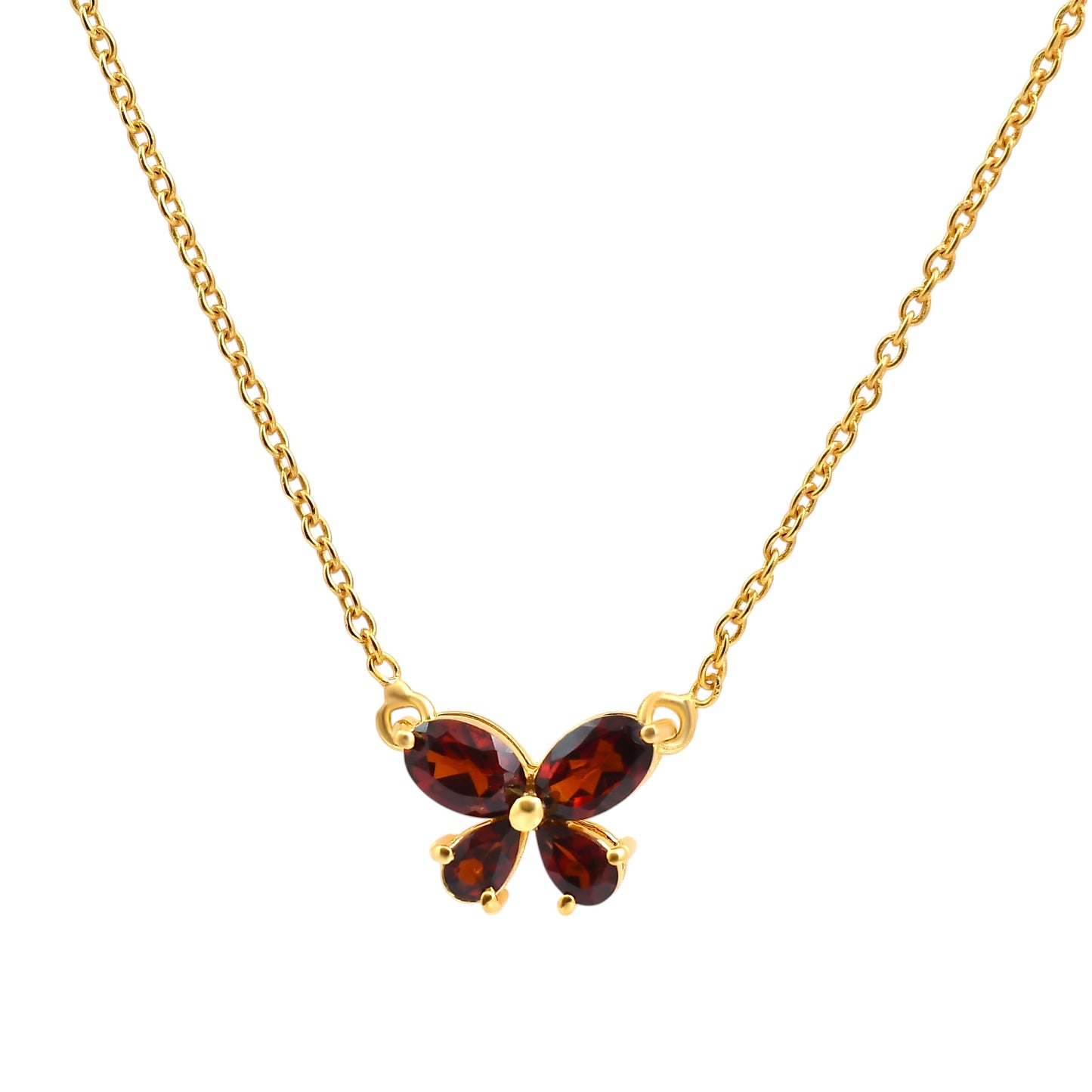 18K Gold Over Brass Butterfly Gemstone Pendant Necklace for Women TGN1005 NM-1034