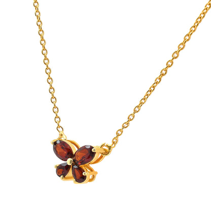 18K Gold Over Brass Butterfly Gemstone Pendant Necklace for Women TGN1005 NM-1034