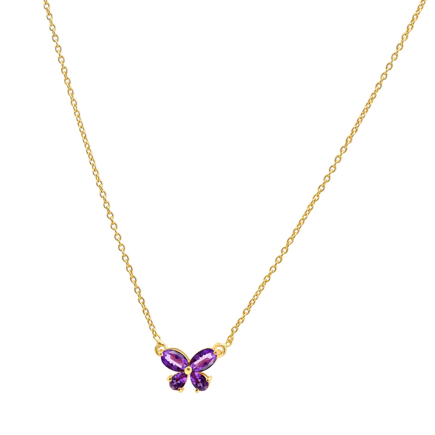 18K Gold Over Brass Butterfly Gemstone Pendant Necklace for Women TGN1005 NM-1034