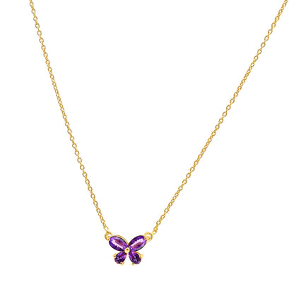 18K Gold Over Brass Butterfly Gemstone Pendant Necklace for Women TGN1005 NM-1034