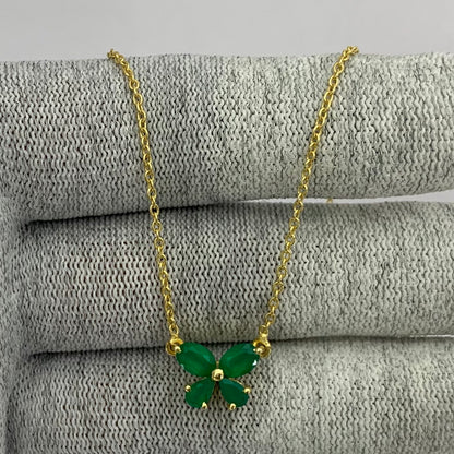 18K Gold Plated Butterfly Gemstone Pendant Necklace for Women TGN1005 NM-1034