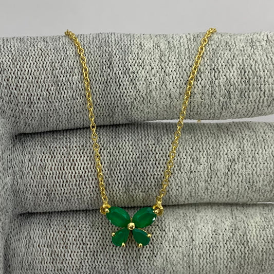 18K Gold Plated Butterfly Gemstone Pendant Necklace for Women TGN1005 NM-1034