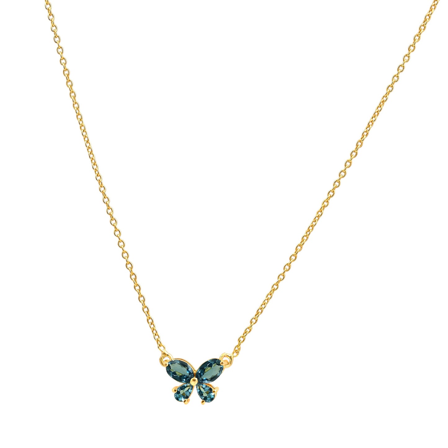 18K Gold Over Brass Butterfly Gemstone Pendant Necklace for Women TGN1005 NM-1034