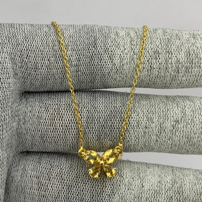 18K Gold Plated Butterfly Gemstone Pendant Necklace for Women TGN1005 NM-1034