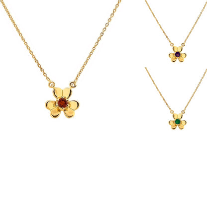 18K Gold Plated Brass Gemstone Flower Design Necklace Dainty Jewelry TGN1006 NM-1035