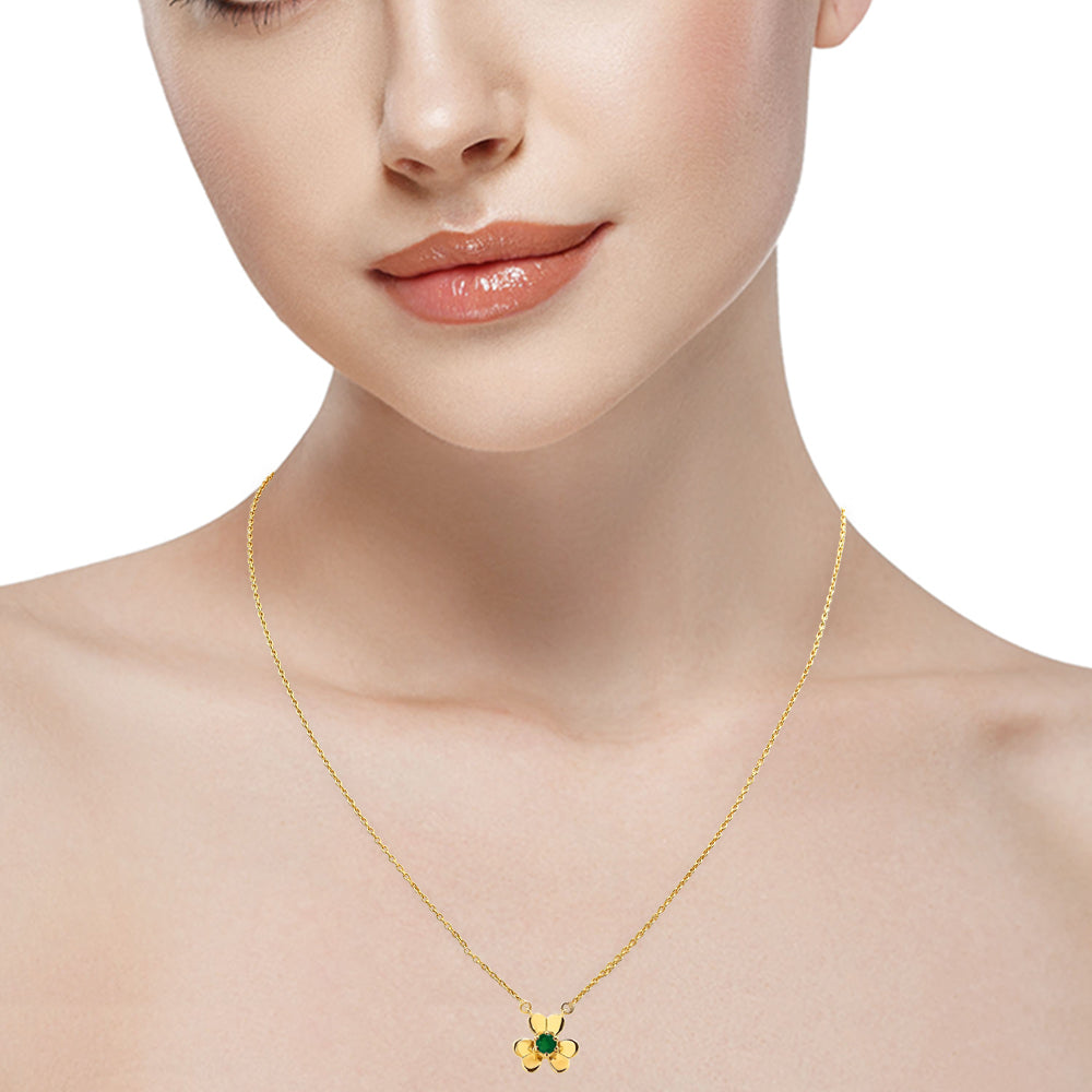 18K Gold Plated Brass Gemstone Flower Design Necklace Dainty Jewelry TGN1006 NM-1035