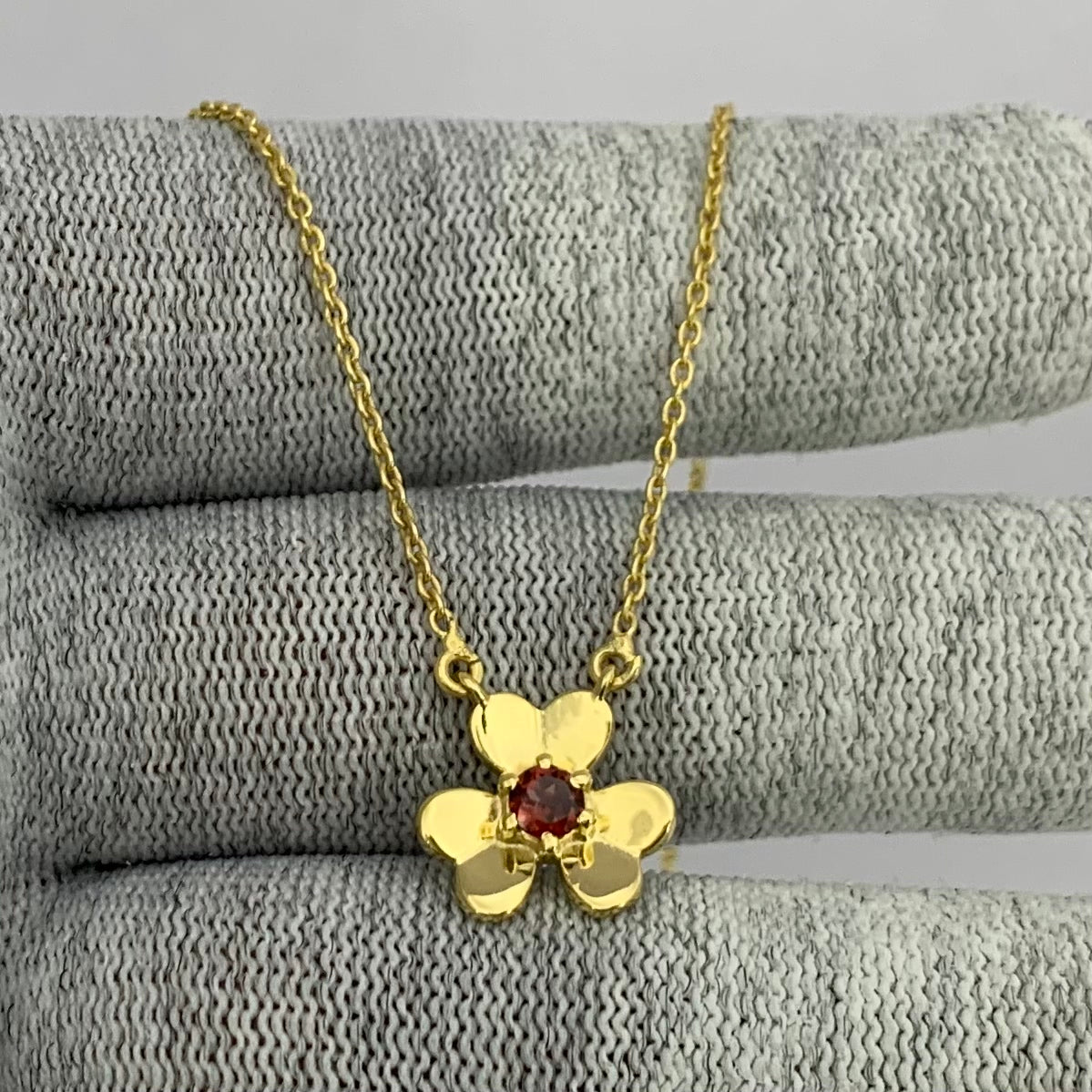 18K Gold Plated Gemstone Flower Design Necklace Dainty Jewelry TGN1006 NM-1035