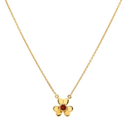 18K Gold Plated Brass Gemstone Flower Design Necklace Dainty Jewelry TGN1006 NM-1035