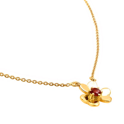18K Gold Plated Brass Gemstone Flower Design Necklace Dainty Jewelry TGN1006 NM-1035