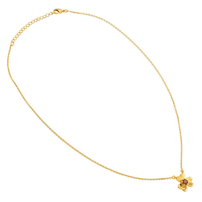 18K Gold Plated Brass Gemstone Flower Design Necklace Dainty Jewelry TGN1006 NM-1035