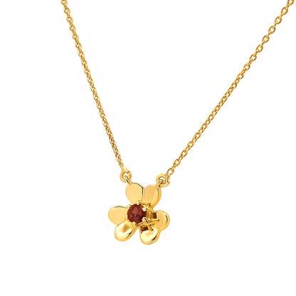 18K Gold Plated Brass Gemstone Flower Design Necklace Dainty Jewelry TGN1006 NM-1035