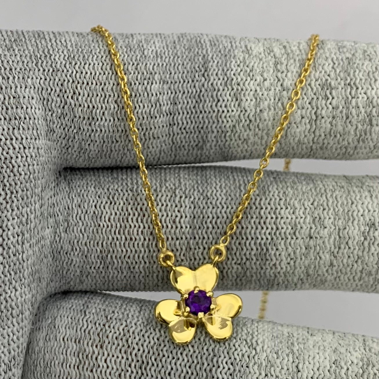 18K Gold Plated Gemstone Flower Design Necklace Dainty Jewelry TGN1006 NM-1035