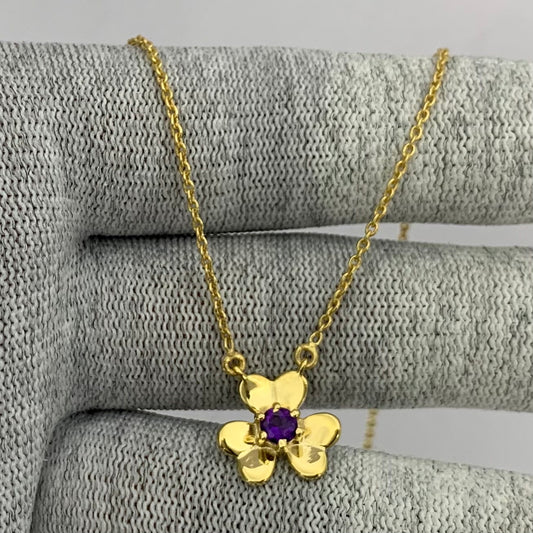 18K Gold Plated Gemstone Flower Design Necklace Dainty Jewelry TGN1006 NM-1035
